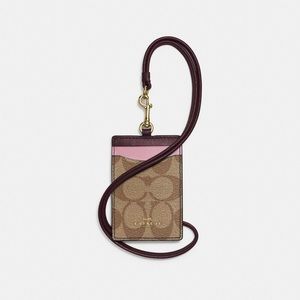 Coach CLRBLK LGO Lanyard ~ Khaki Oxblood Multi